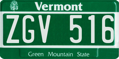 VT license plate ZGV516