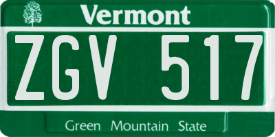 VT license plate ZGV517