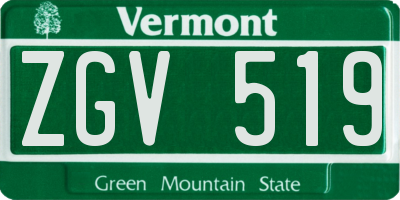 VT license plate ZGV519