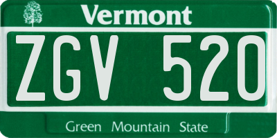 VT license plate ZGV520