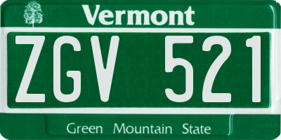 VT license plate ZGV521