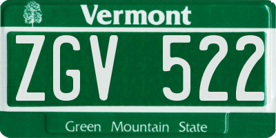VT license plate ZGV522