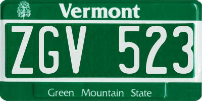 VT license plate ZGV523