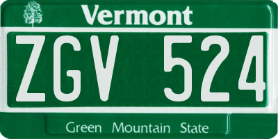 VT license plate ZGV524