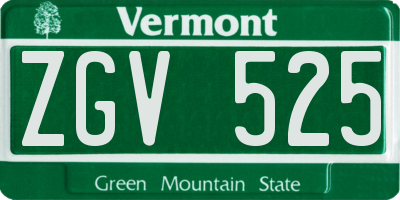 VT license plate ZGV525