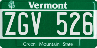 VT license plate ZGV526