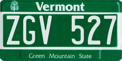VT license plate ZGV527