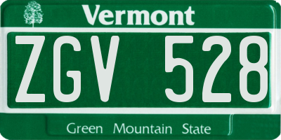 VT license plate ZGV528
