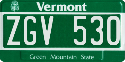 VT license plate ZGV530
