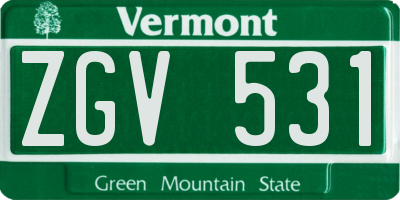 VT license plate ZGV531
