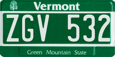 VT license plate ZGV532