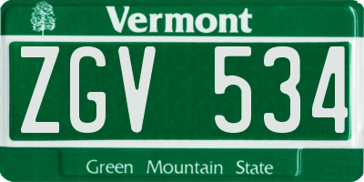 VT license plate ZGV534