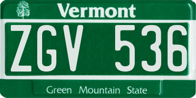 VT license plate ZGV536
