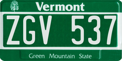 VT license plate ZGV537
