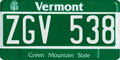 VT license plate ZGV538