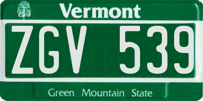 VT license plate ZGV539