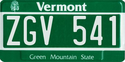 VT license plate ZGV541