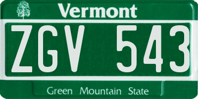VT license plate ZGV543
