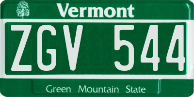 VT license plate ZGV544