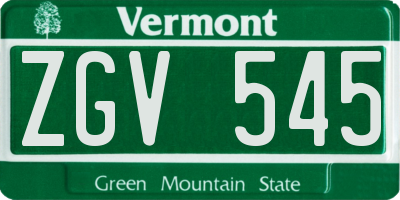 VT license plate ZGV545
