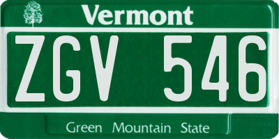 VT license plate ZGV546