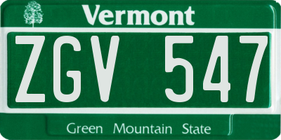 VT license plate ZGV547