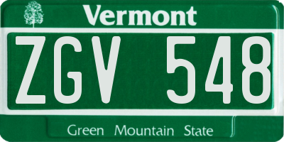 VT license plate ZGV548