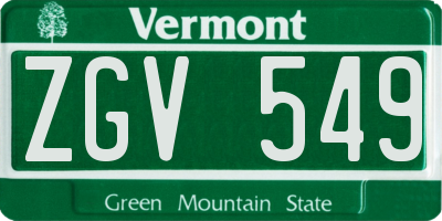VT license plate ZGV549