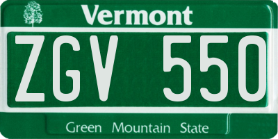VT license plate ZGV550