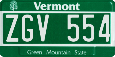 VT license plate ZGV554