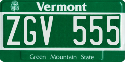 VT license plate ZGV555