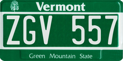 VT license plate ZGV557