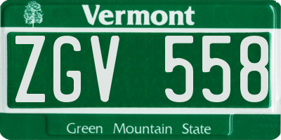 VT license plate ZGV558
