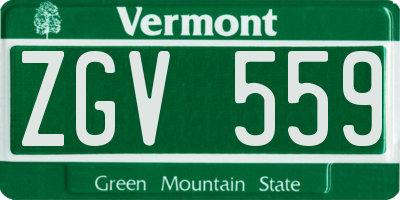 VT license plate ZGV559