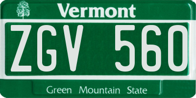 VT license plate ZGV560