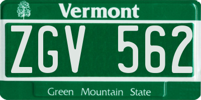VT license plate ZGV562
