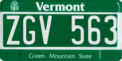 VT license plate ZGV563