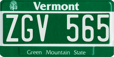 VT license plate ZGV565