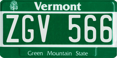 VT license plate ZGV566