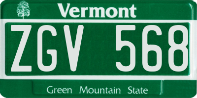 VT license plate ZGV568