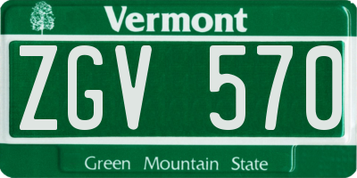 VT license plate ZGV570