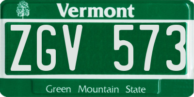 VT license plate ZGV573
