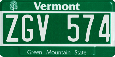 VT license plate ZGV574