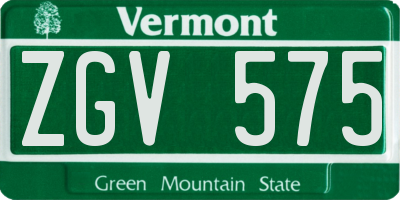 VT license plate ZGV575