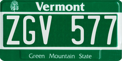 VT license plate ZGV577