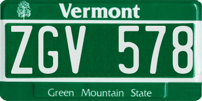 VT license plate ZGV578
