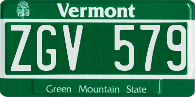 VT license plate ZGV579