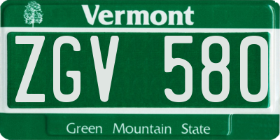 VT license plate ZGV580