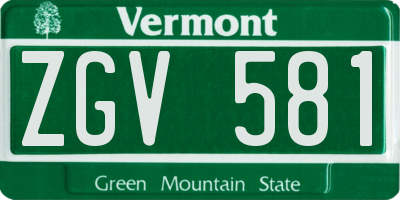 VT license plate ZGV581