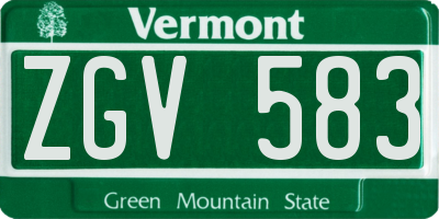 VT license plate ZGV583